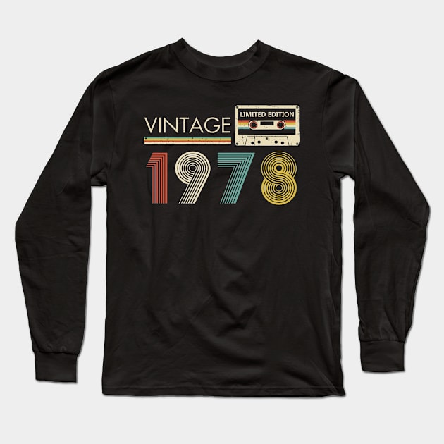 Vintage 1978 Limited Edition Cassette 45th Birthday Long Sleeve T-Shirt by Kontjo